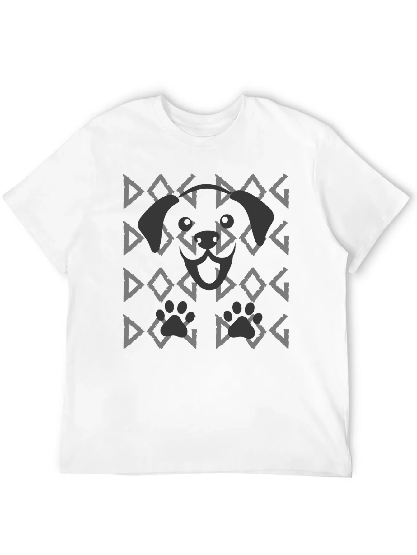 Dog Pattern Graphic Tee - Black