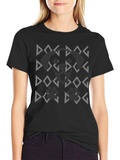 Dog Pattern Graphic Tee - Black