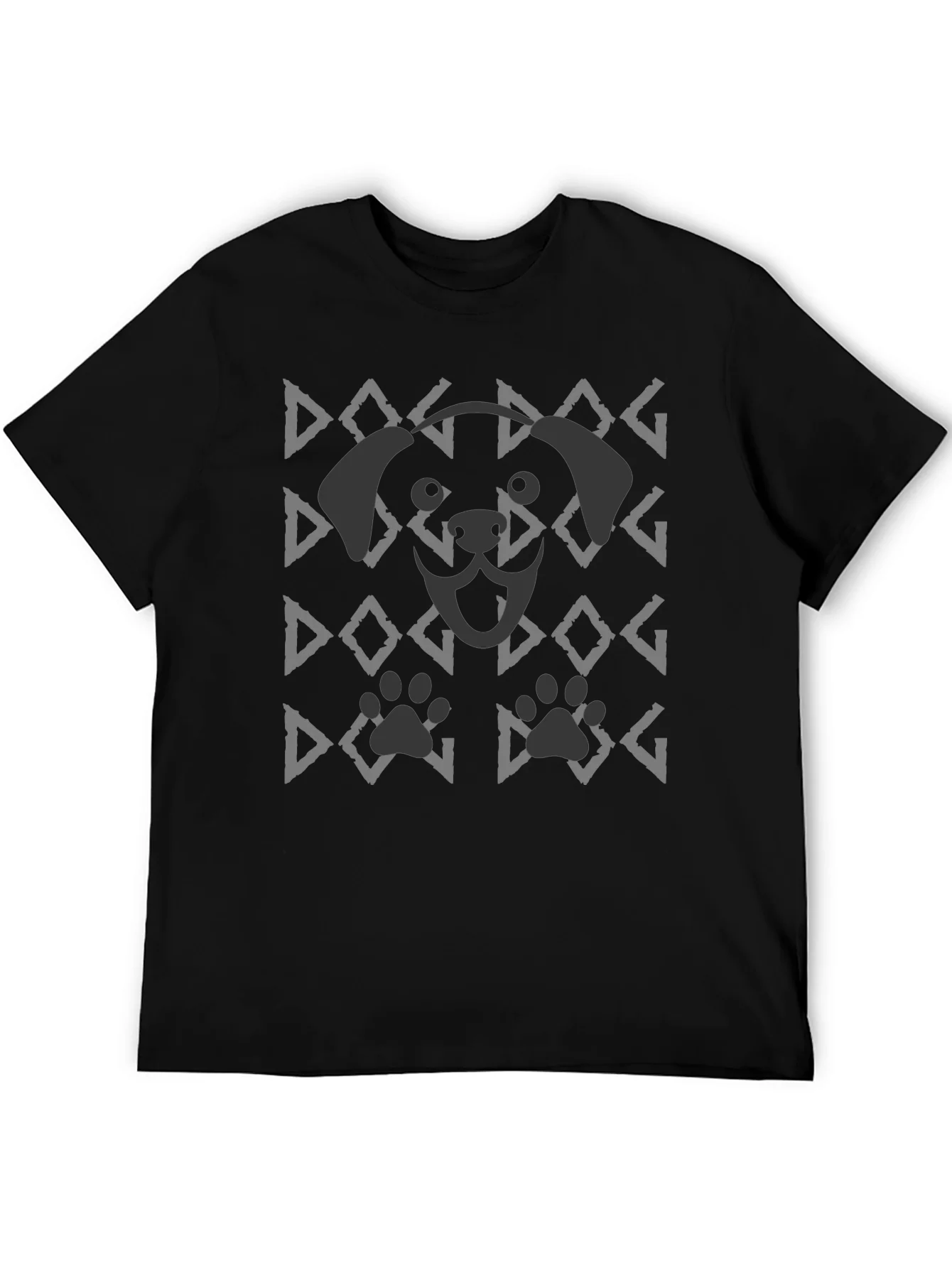 Dog Pattern Graphic Tee - Black