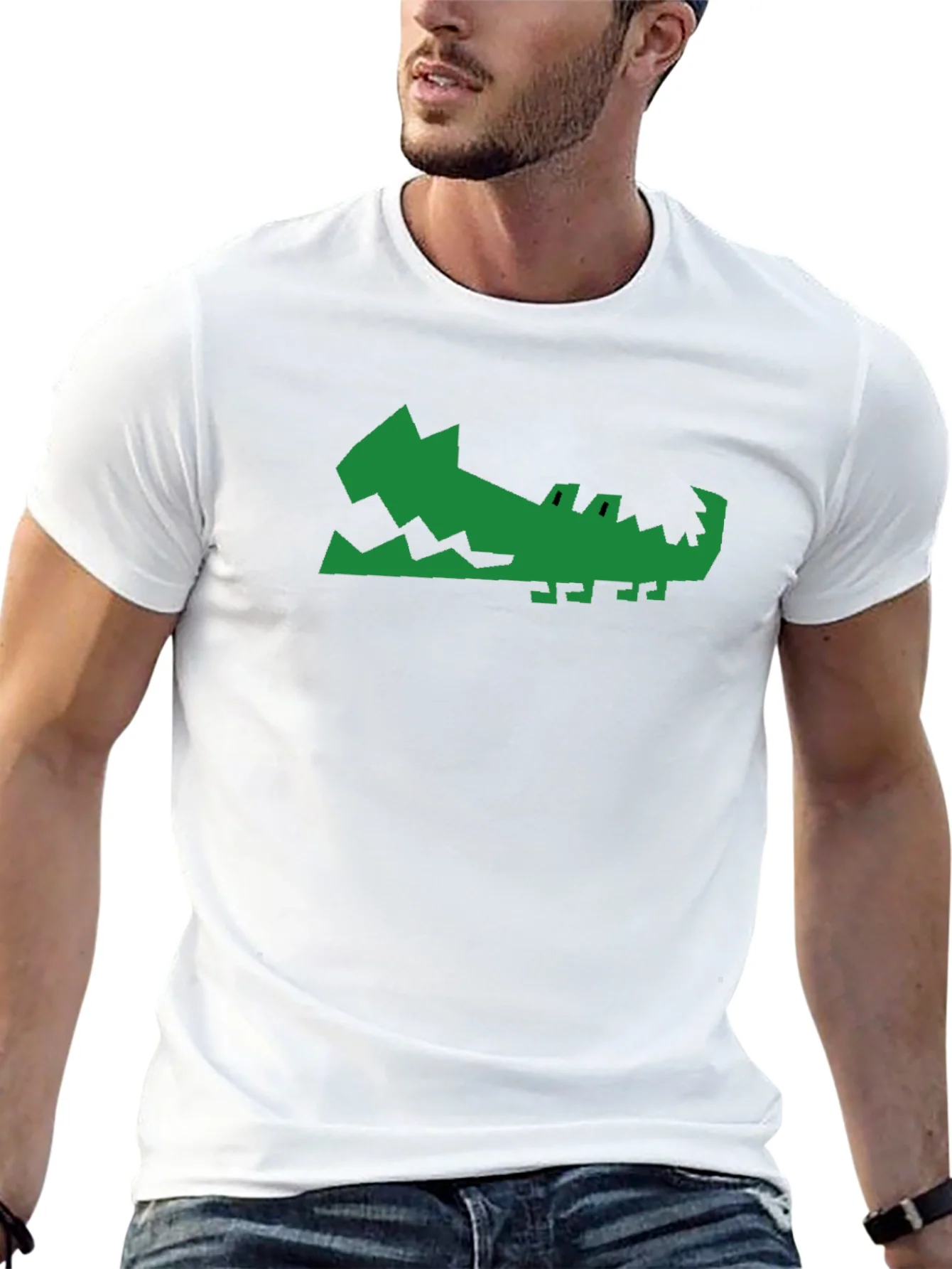 Green Gator Graphic Print Black T-Shirt