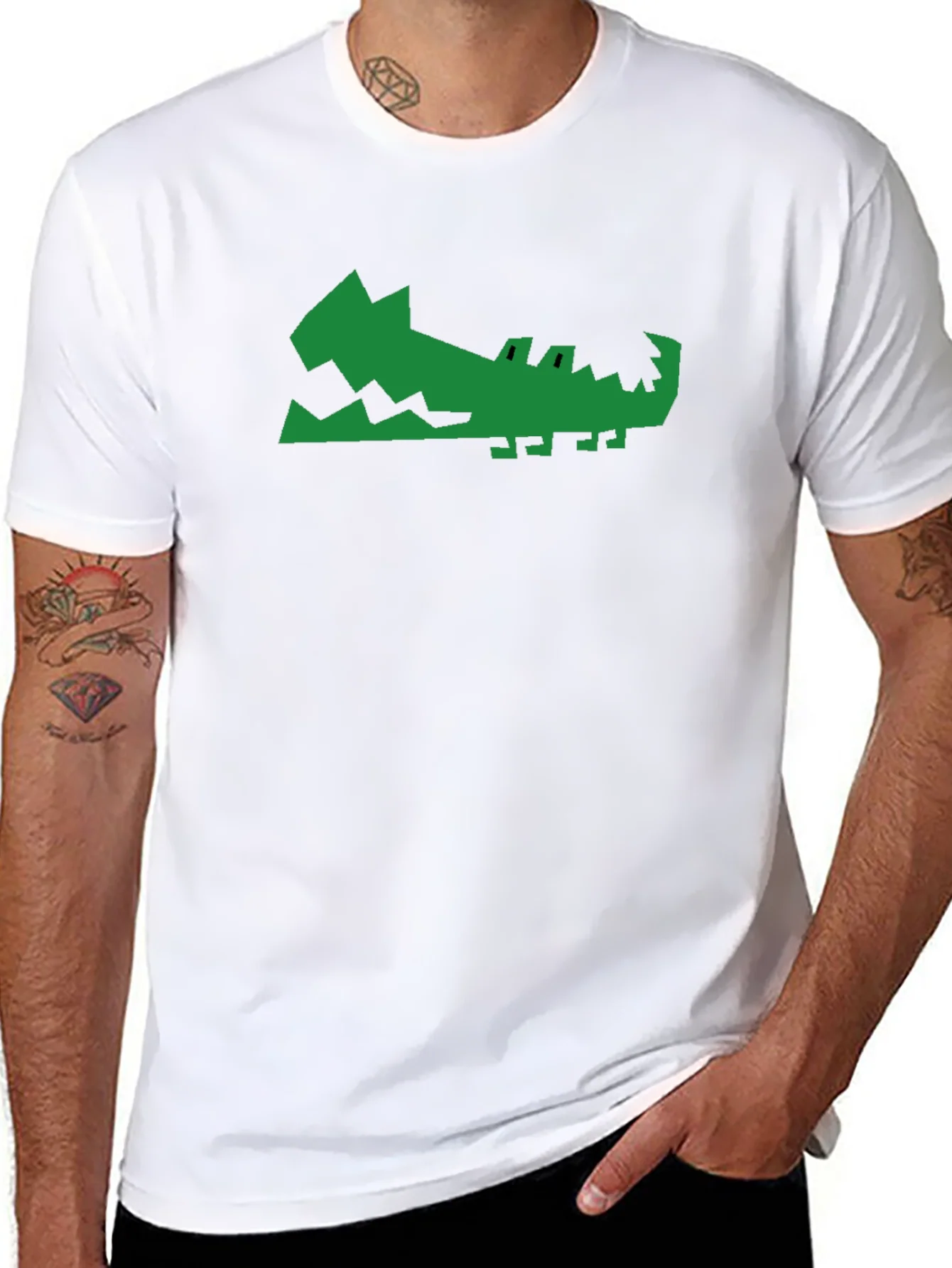 Green Gator Graphic Print Black T-Shirt