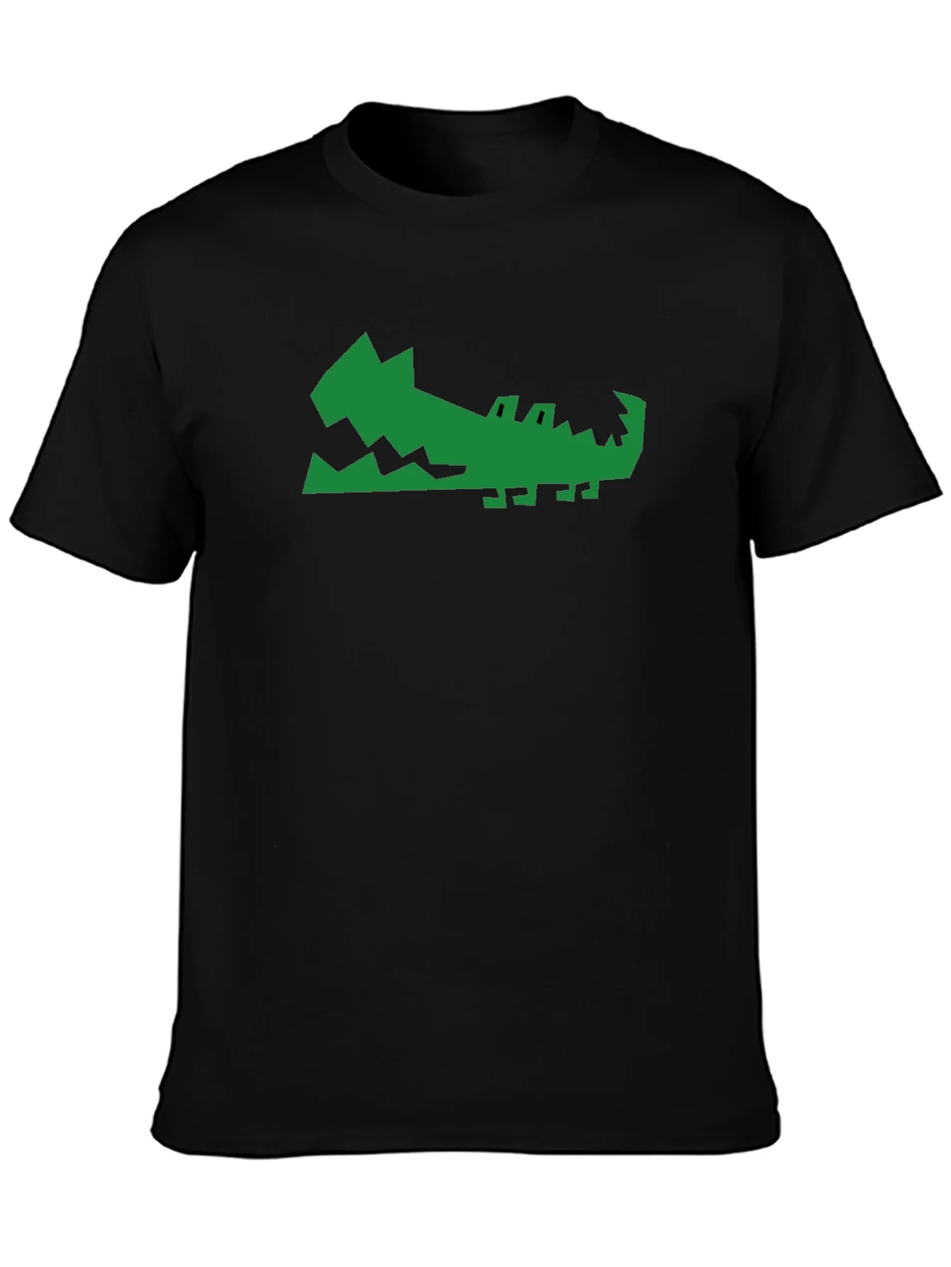 Green Gator Graphic Print Black T-Shirt