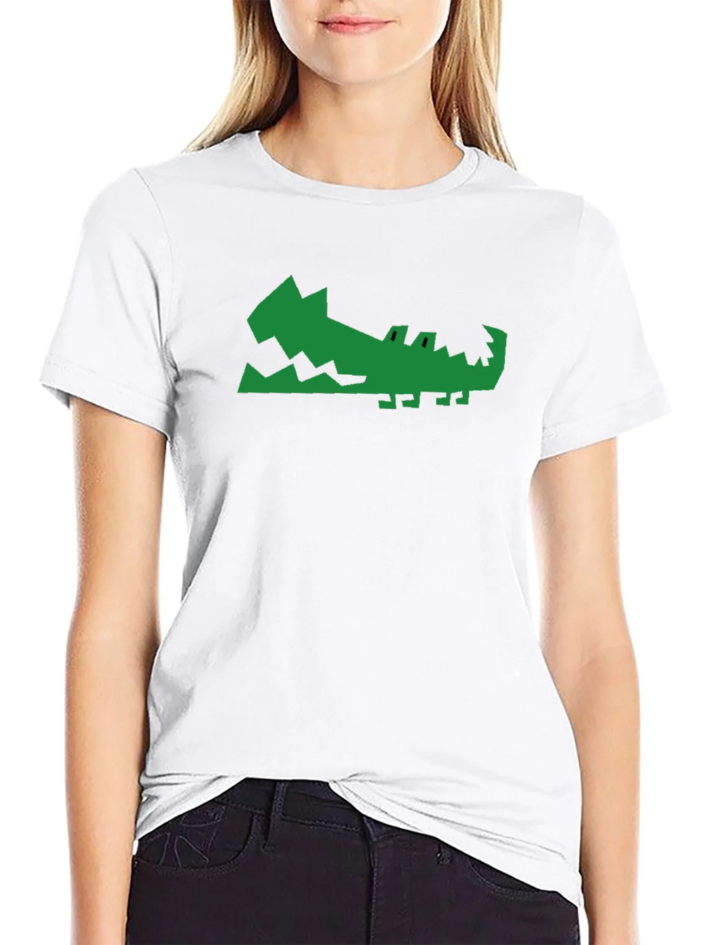 Green Gator Graphic Print Black T-Shirt