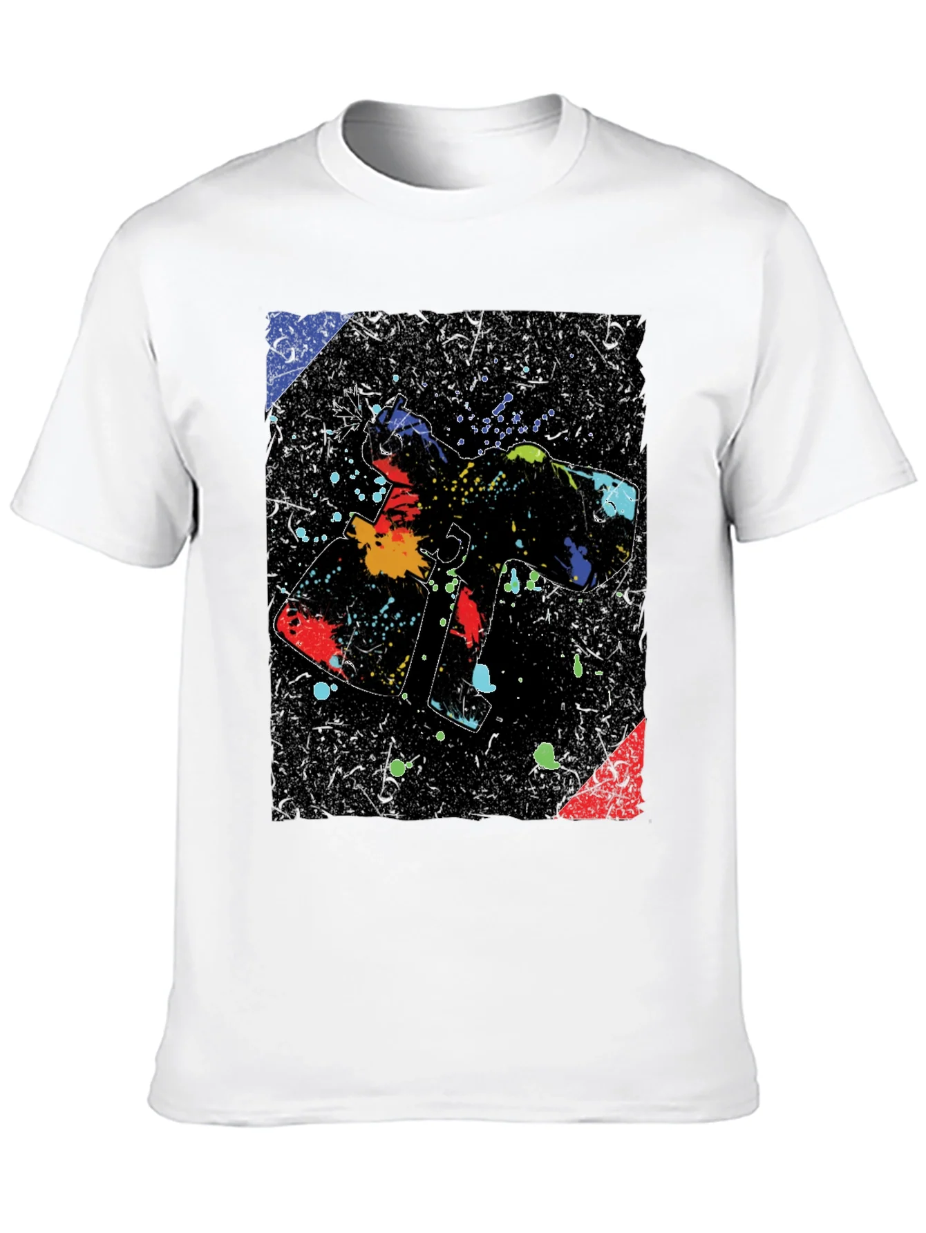 Abstract Paint Gun Graphic Black T-Shirt