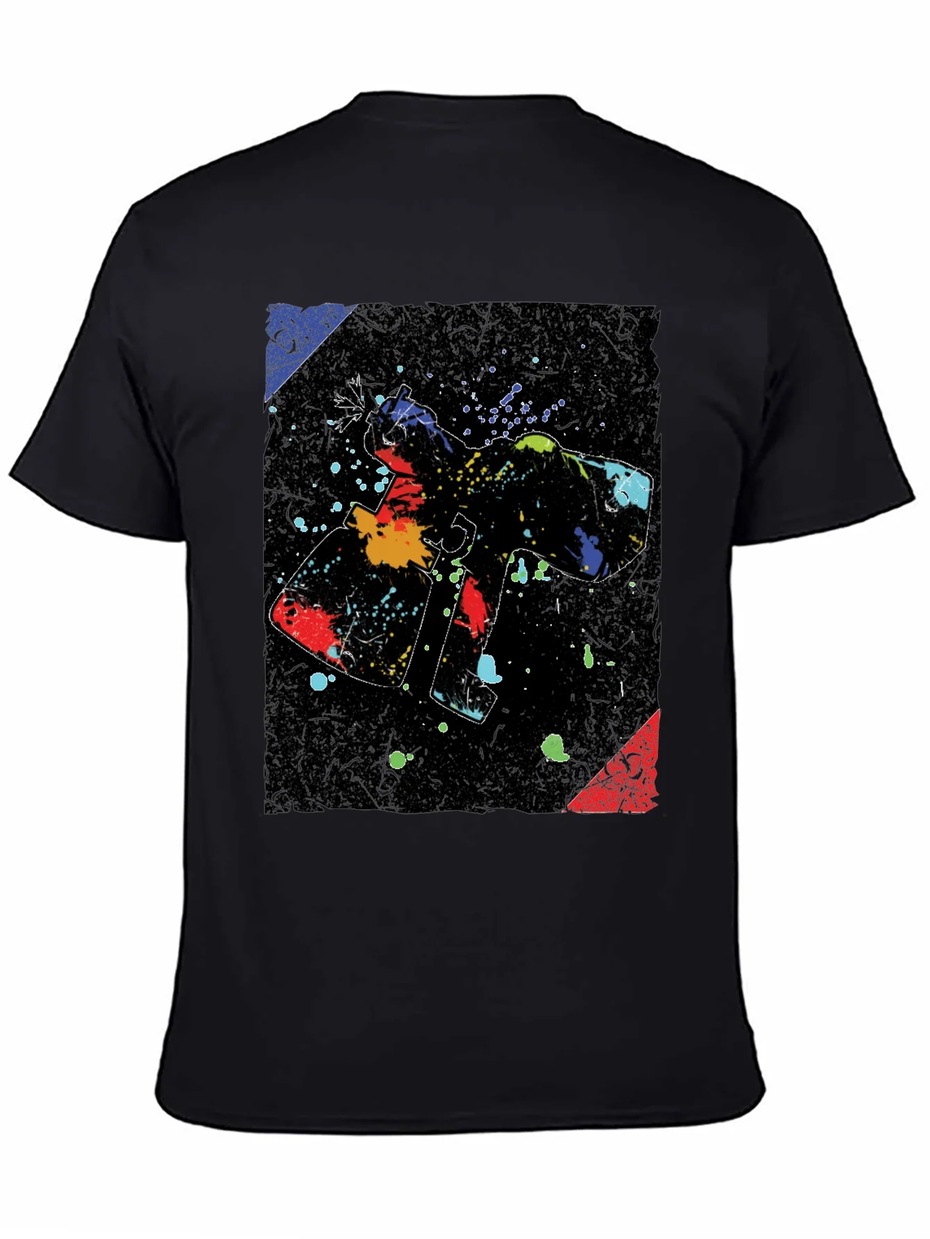 Abstract Paint Gun Graphic Black T-Shirt