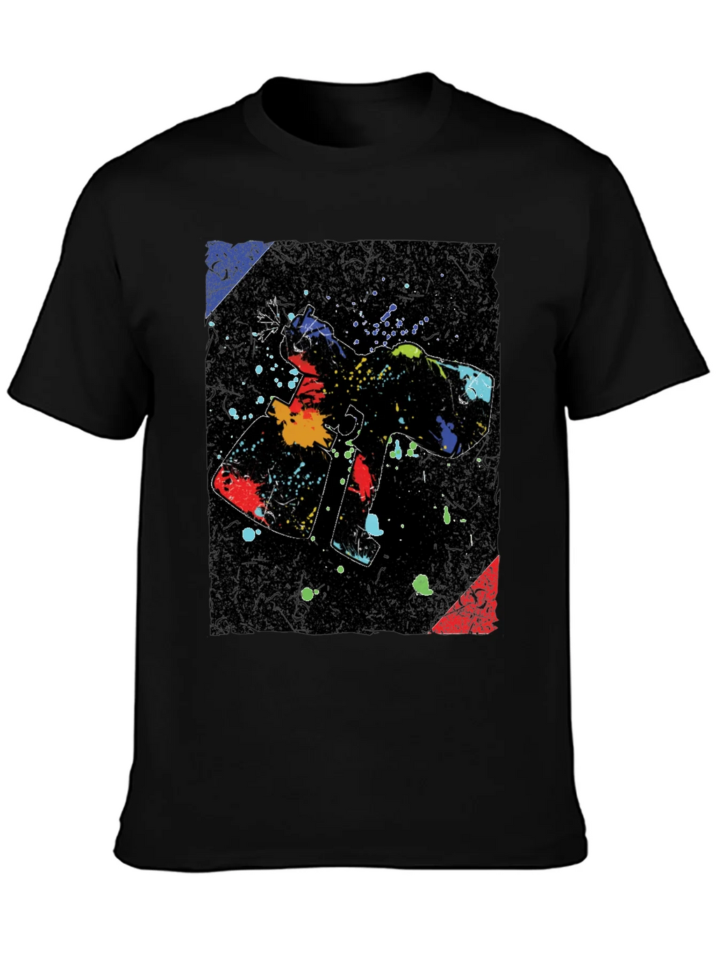 Abstract Paint Gun Graphic Black T-Shirt