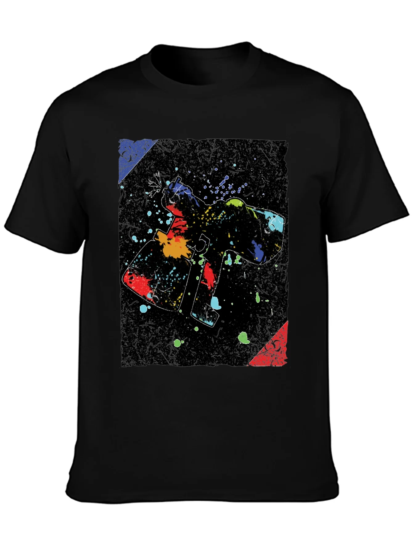 Abstract Paint Gun Graphic Black T-Shirt