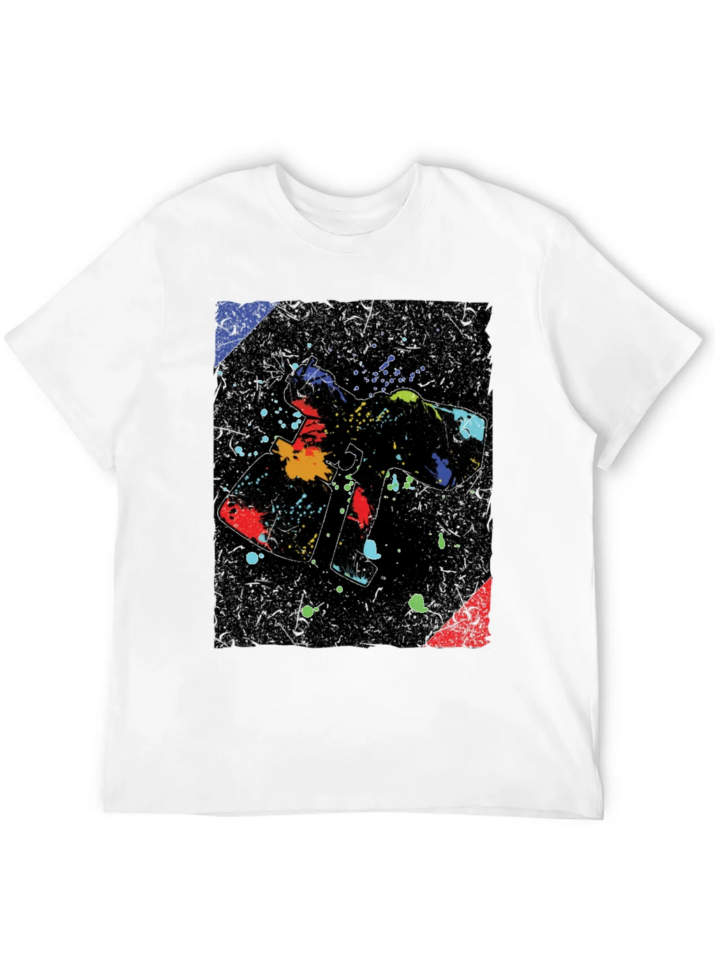 Abstract Paint Gun Graphic Black T-Shirt
