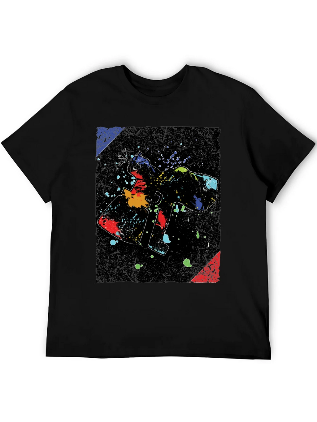 Abstract Paint Gun Graphic Black T-Shirt