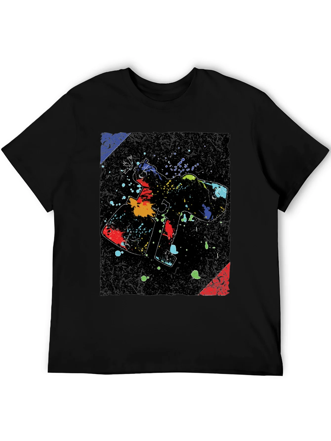 Abstract Paint Gun Graphic Black T-Shirt