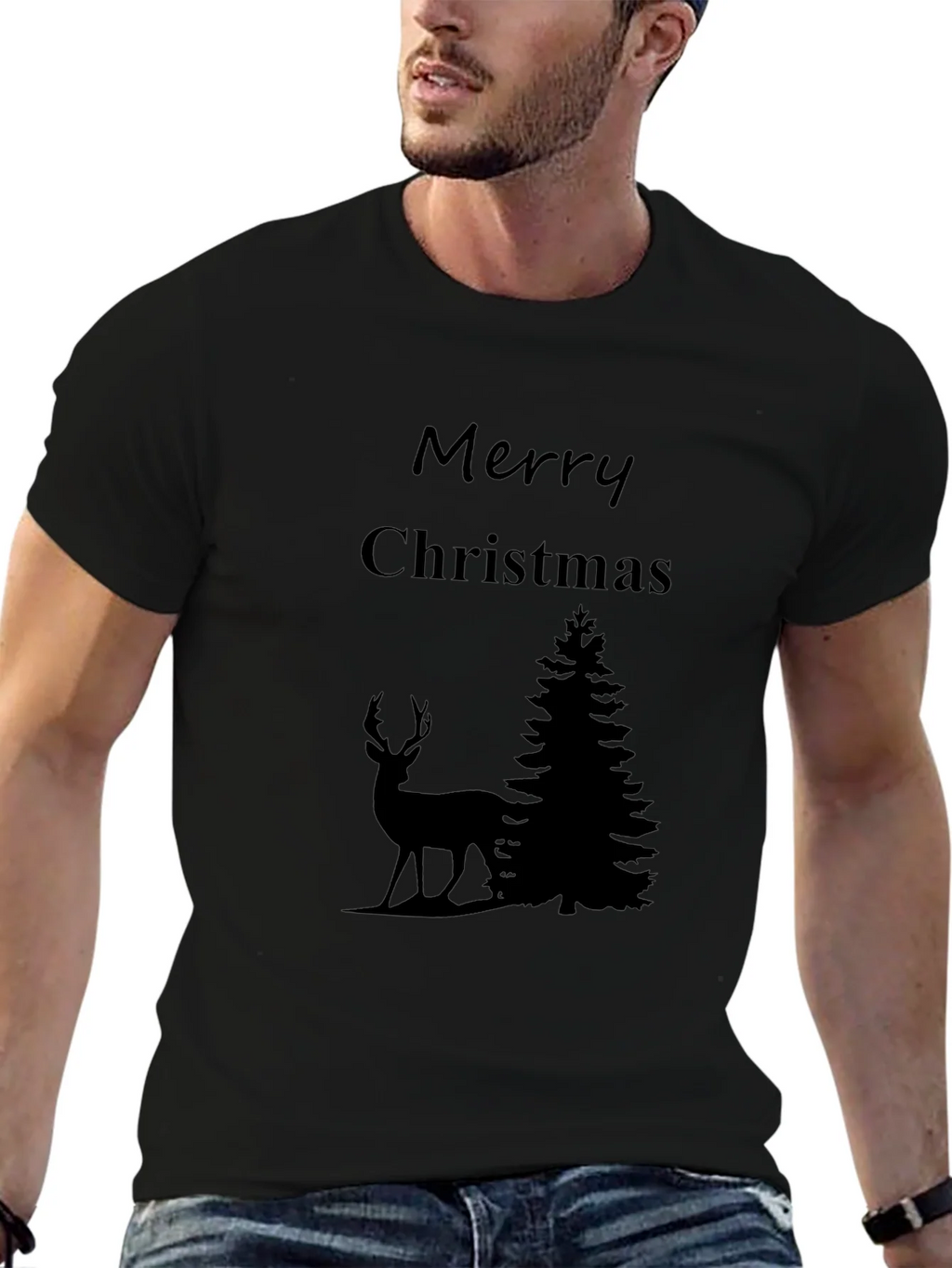Merry Christmas Deer Graphic T-Shirt