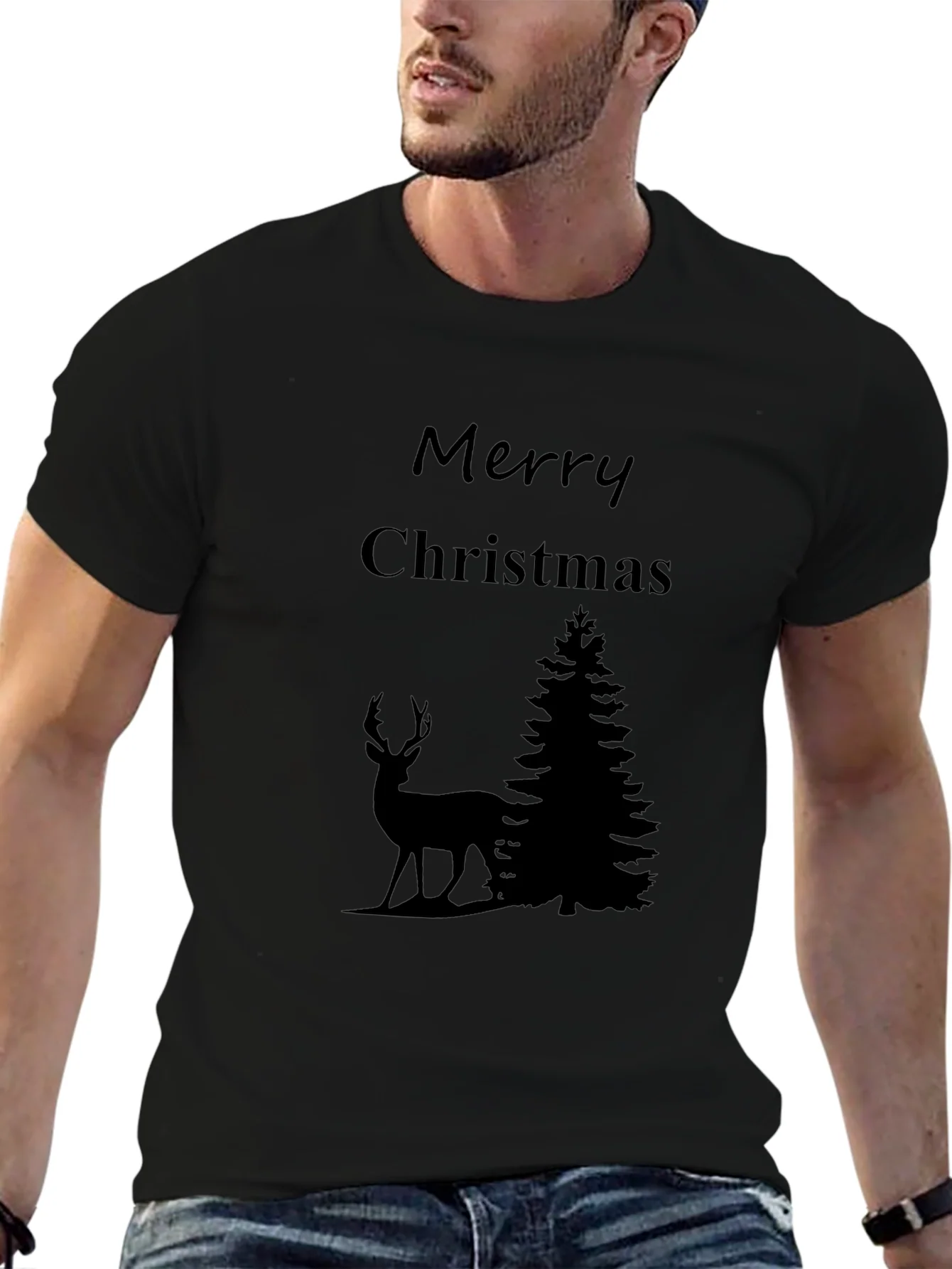 Merry Christmas Deer Graphic T-Shirt