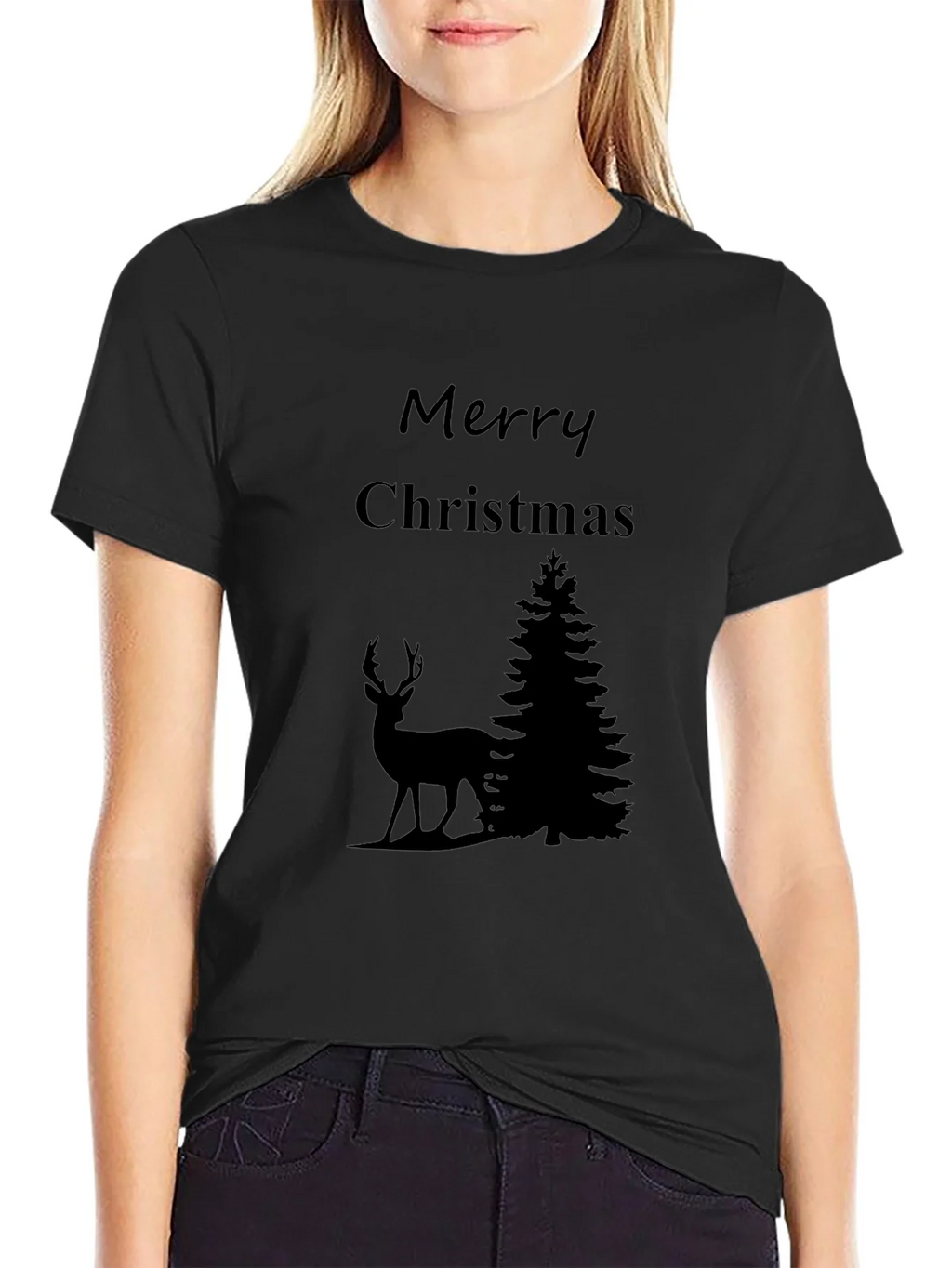 Merry Christmas Deer Graphic T-Shirt