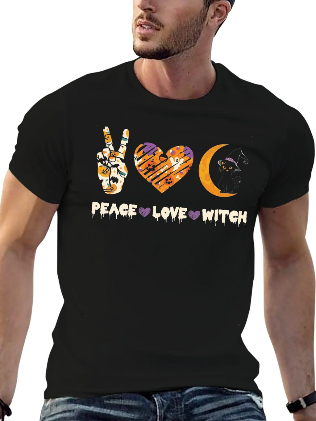 Peace Love Witch Halloween T-Shirt