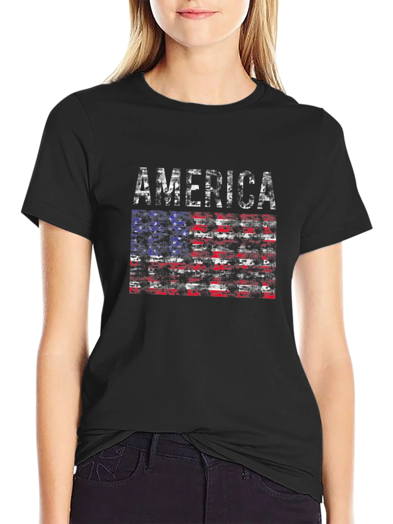 America Flag Distressed T-Shirt