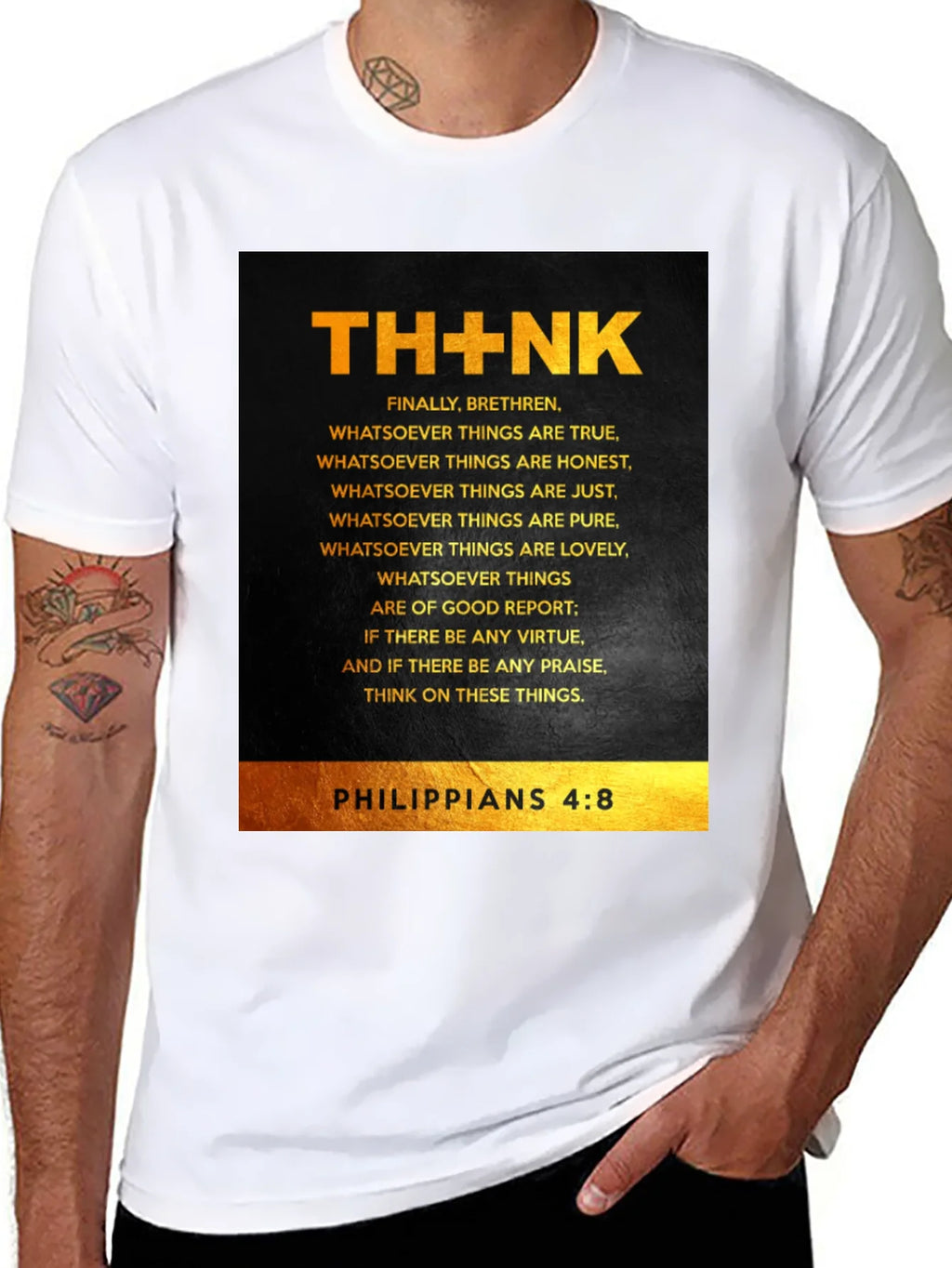 THINK Philippians 4:8 Christian T-Shirt