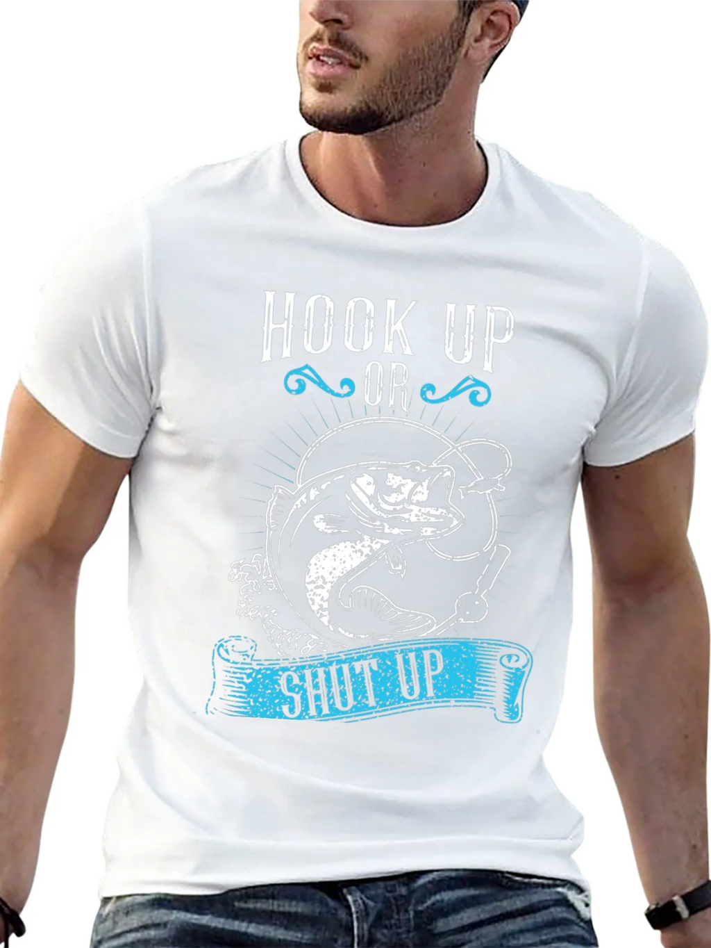 Hook Up or Shut Up Fishing Graphic T-Shirt