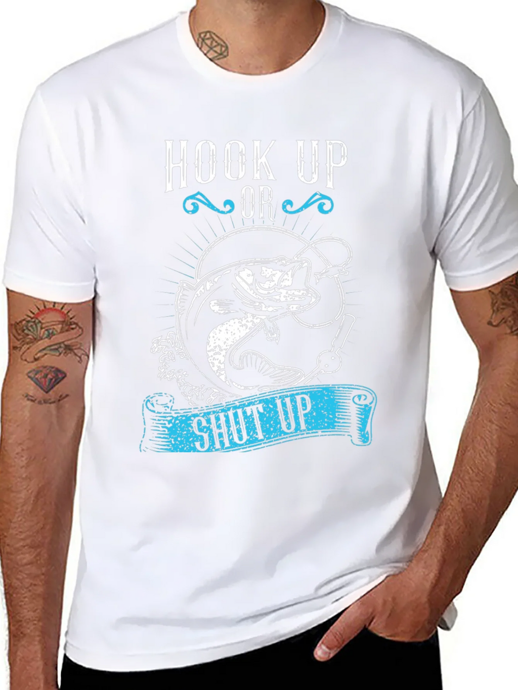 Hook Up or Shut Up Fishing Graphic T-Shirt