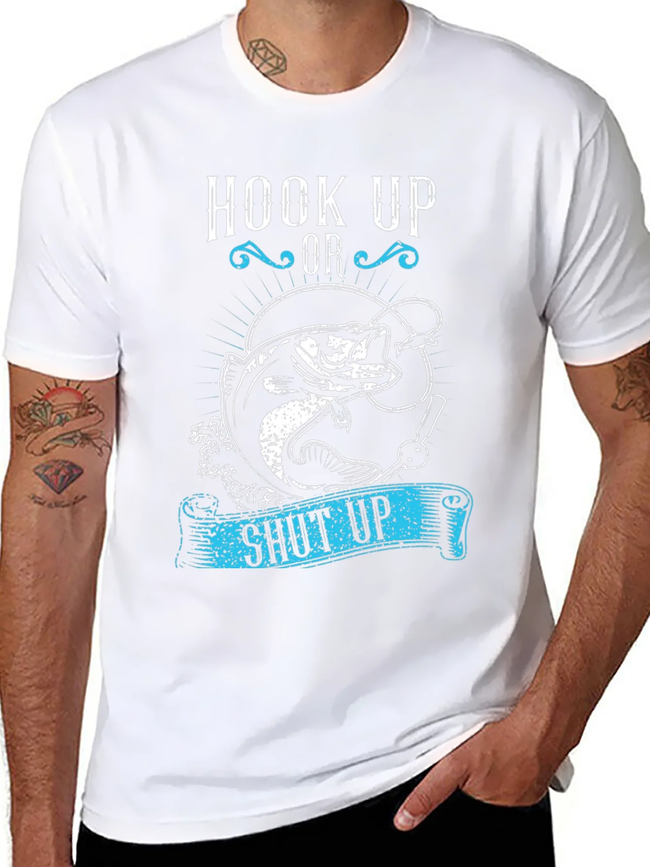 Hook Up or Shut Up Fishing Graphic T-Shirt