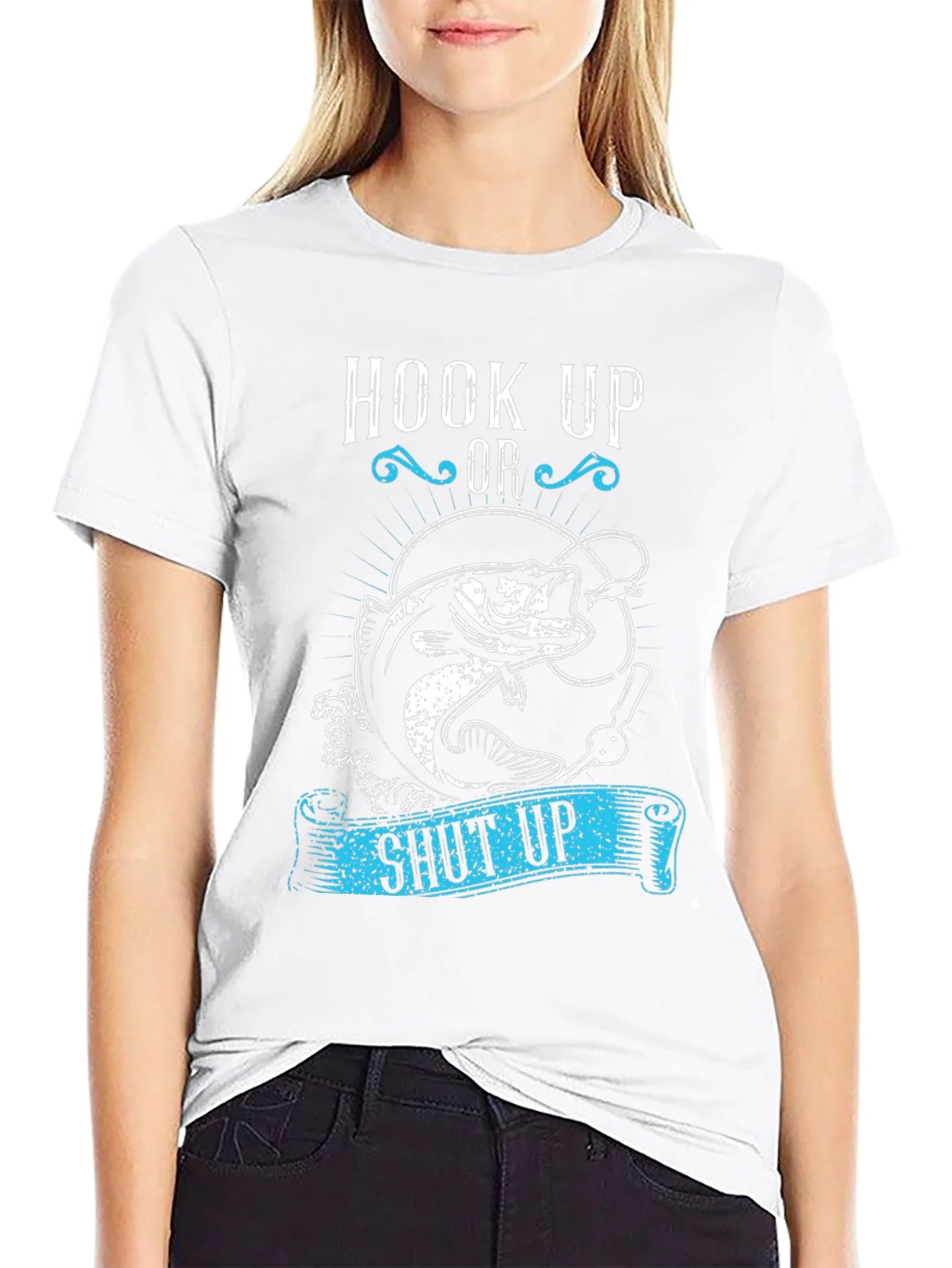 Hook Up or Shut Up Fishing Graphic T-Shirt