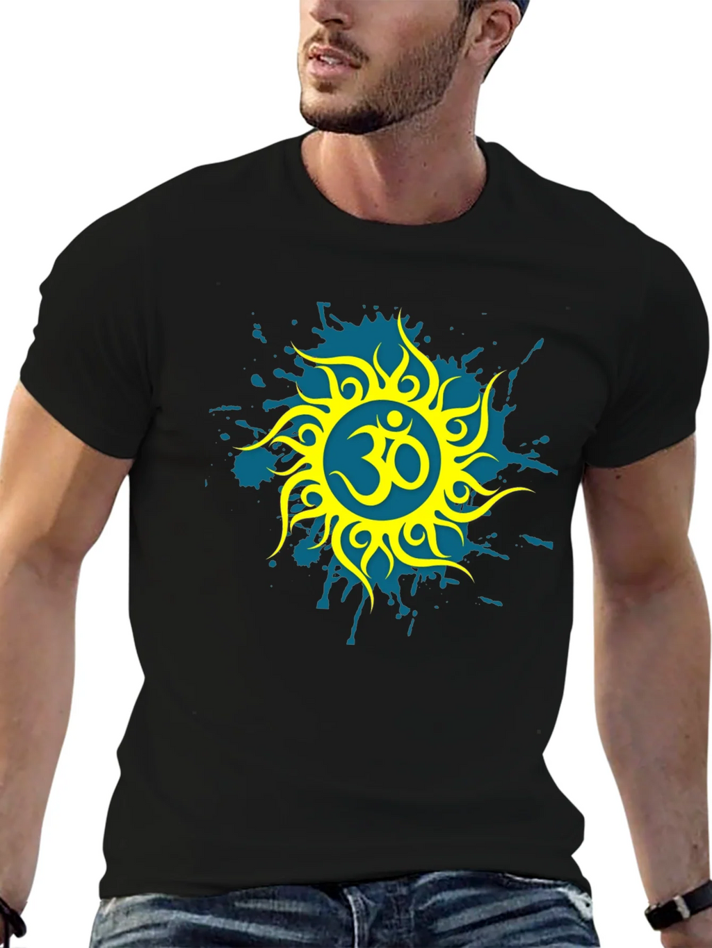 Om Symbol Graphic Tee - Stylish Black T-Shirt