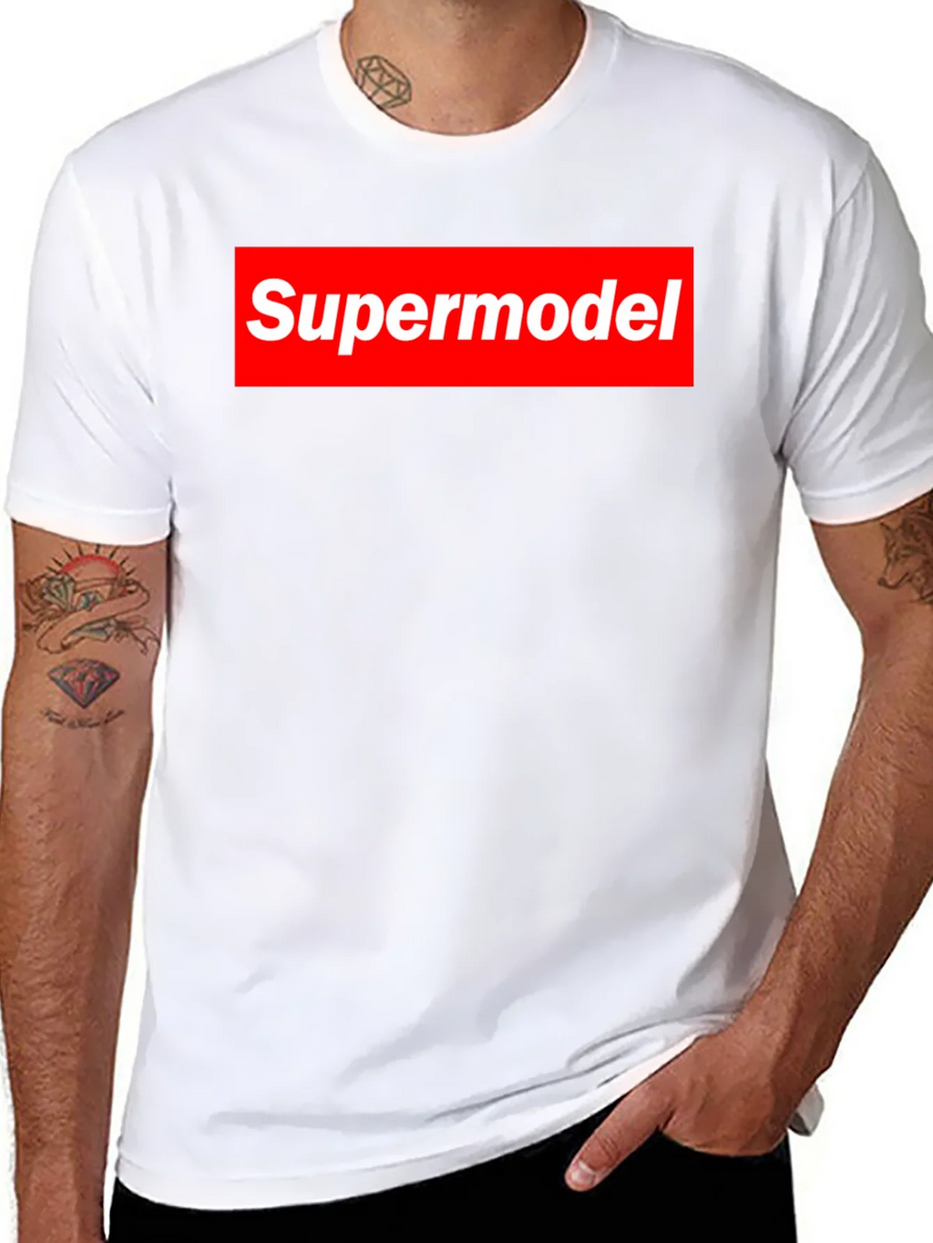 Supermodel Graphic Tee - Red Box Logo Design