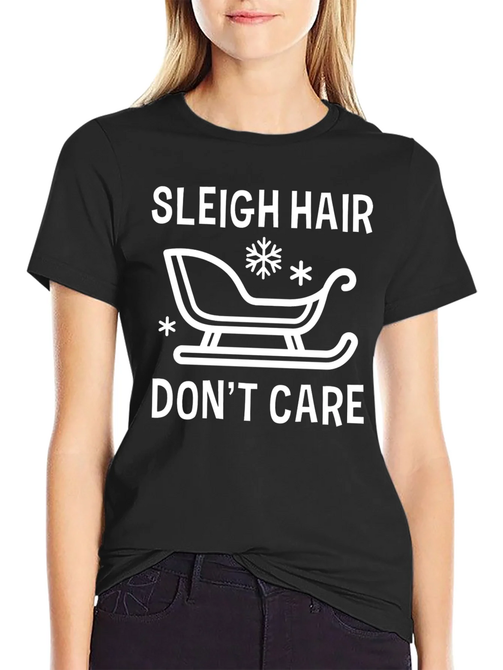 Sleigh Hair Dont Care Graphic Tee - Black