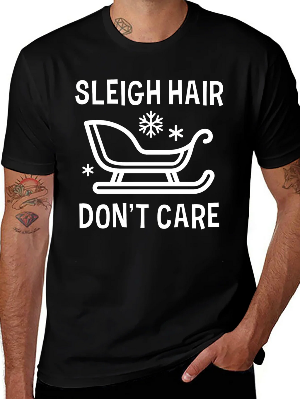 Sleigh Hair Dont Care Graphic Tee - Black