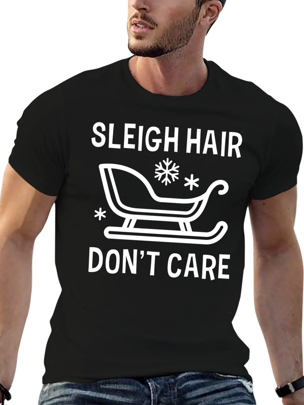 Sleigh Hair Dont Care Graphic Tee - Black