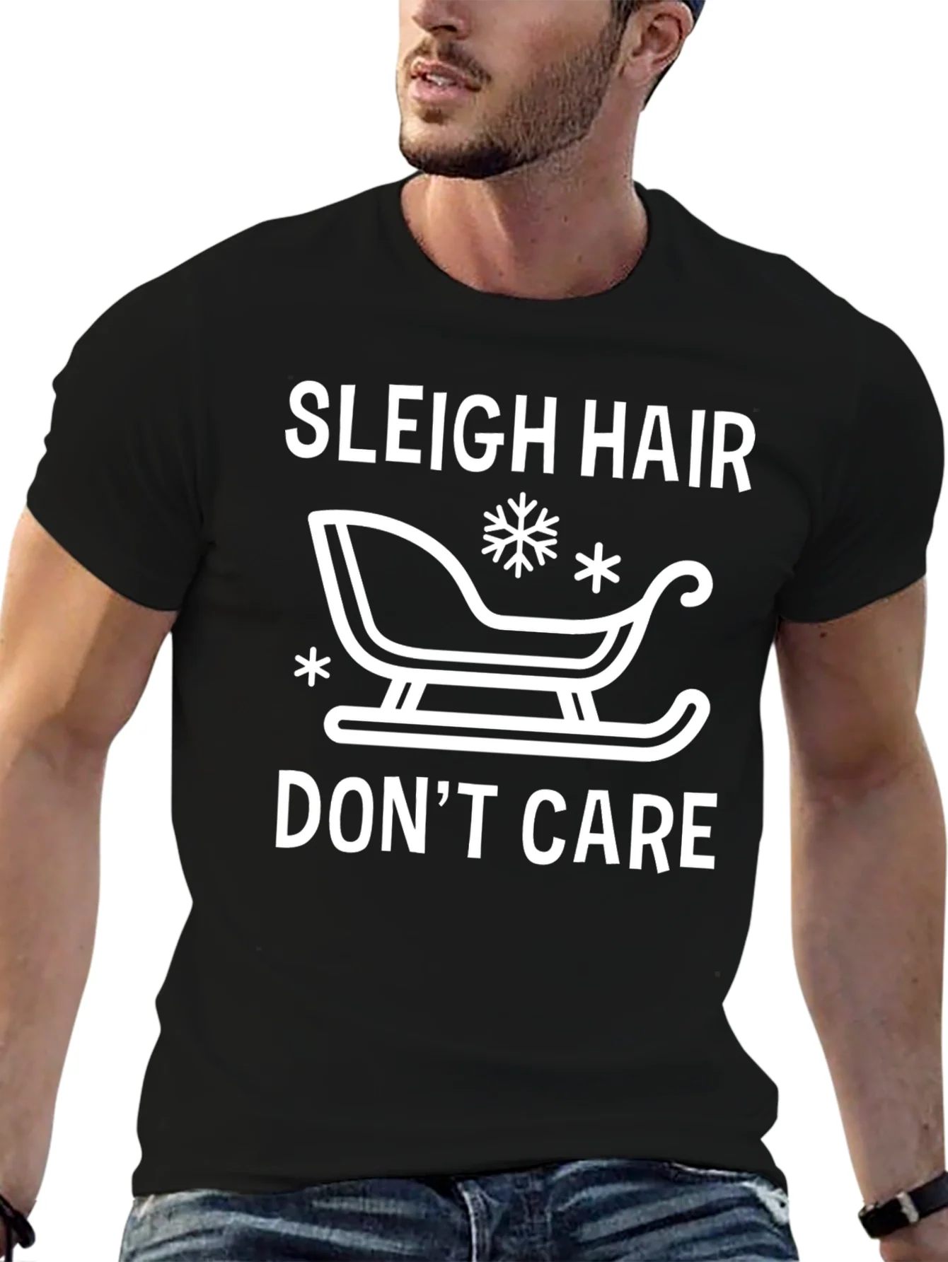 Sleigh Hair Dont Care Graphic Tee - Black