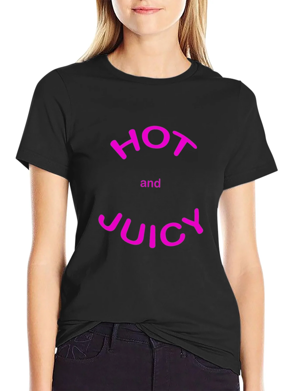 Hot and Juicy Graphic Tee - Black Cotton Blend