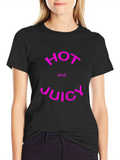 Hot and Juicy Graphic Tee - Black Cotton Blend