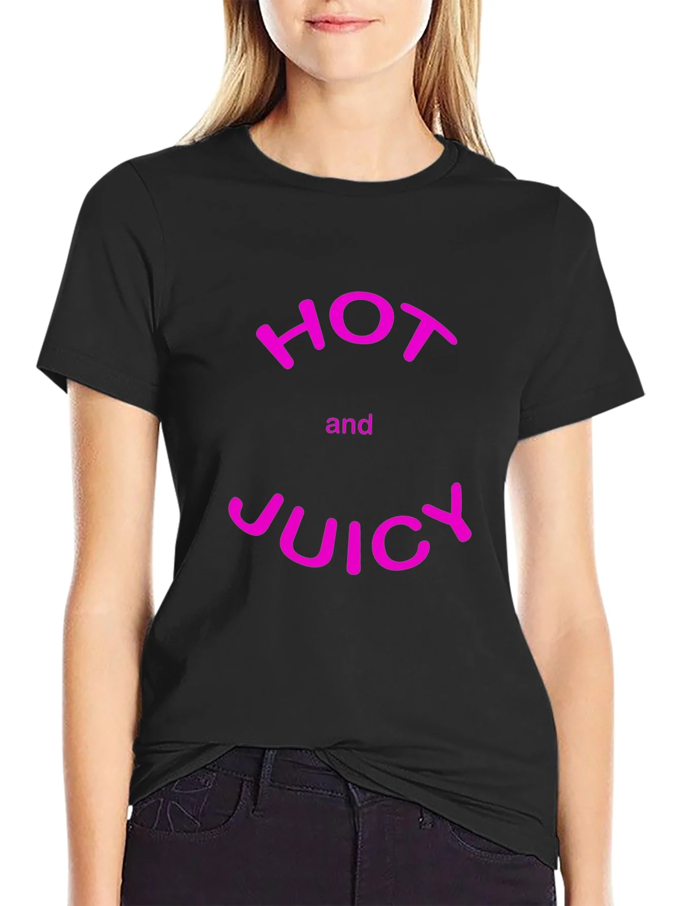Hot and Juicy Graphic Tee - Black Cotton Blend