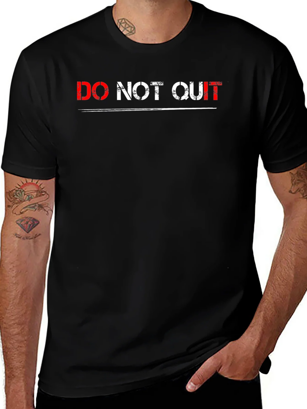 Do Not Quit Graphic Print Black T-Shirt