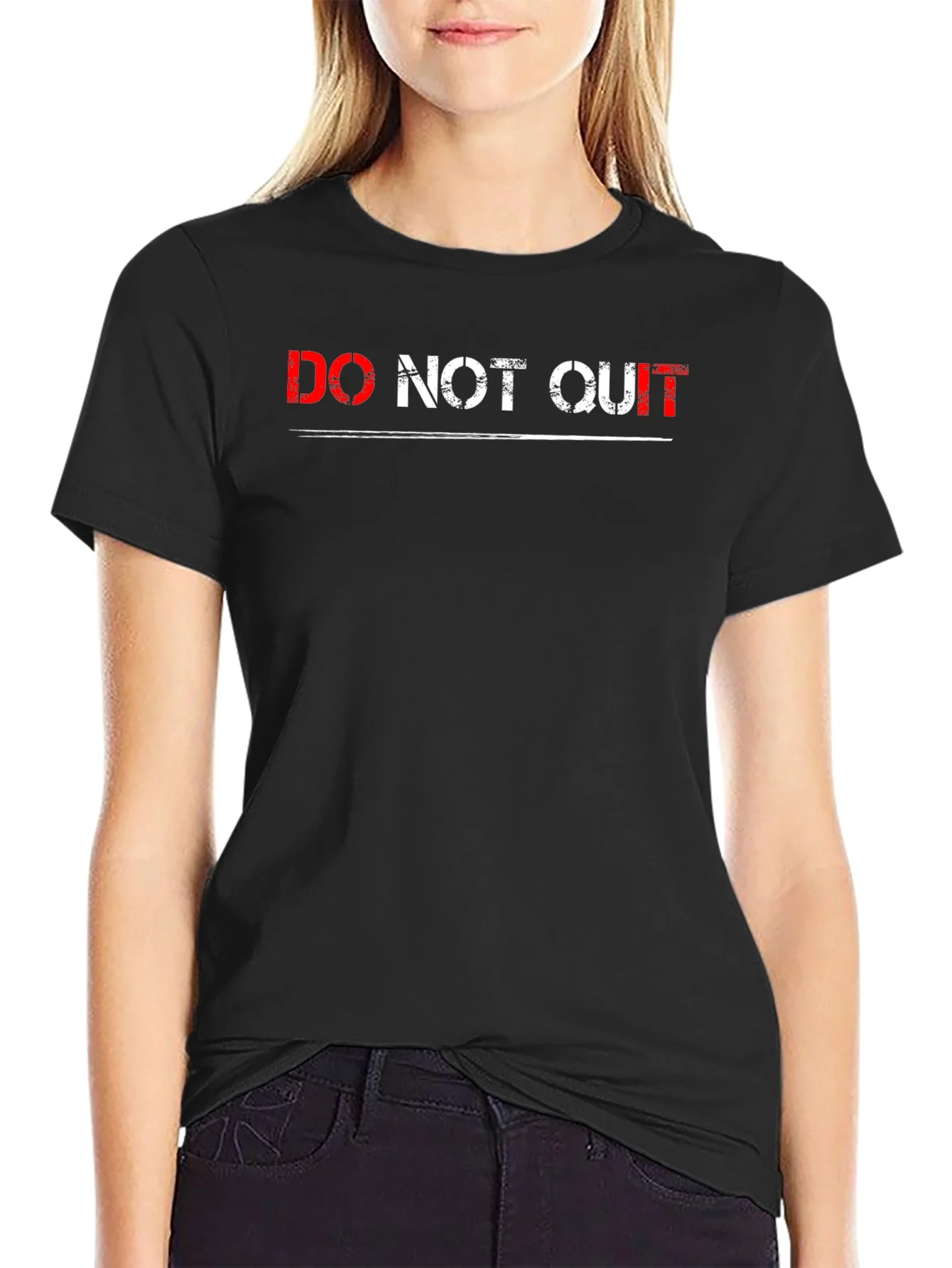 Do Not Quit Graphic Print Black T-Shirt
