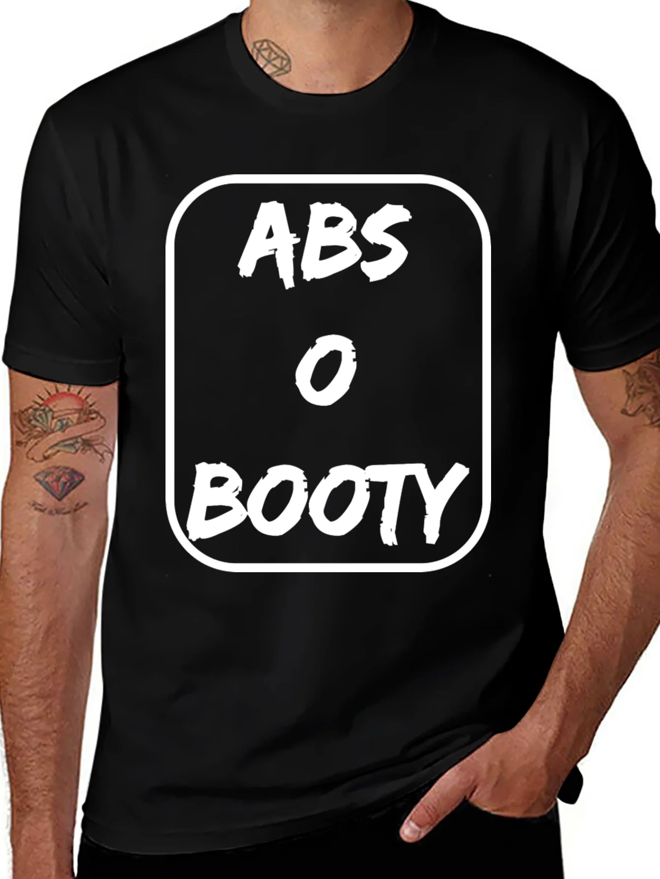 Abs or Booty Graphic Tee - Black Cotton T-Shirt